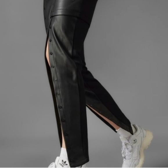 Adidas Always Original Pants Faux Leather Snap Button Slim - Picture 3 of 10